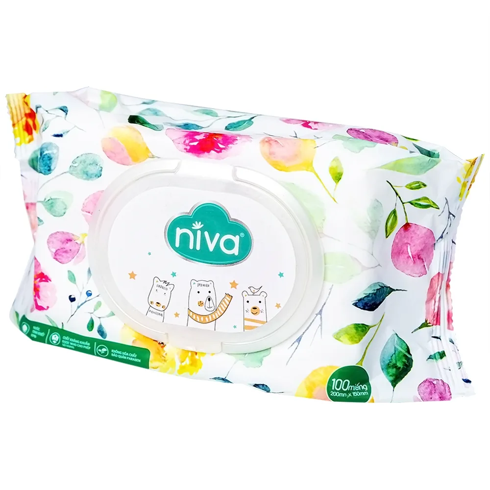 Hình ảnh Khăn ướt Niva Baby làm sạch, kháng khuẩn và giữ vệ sinh (100 miếng)