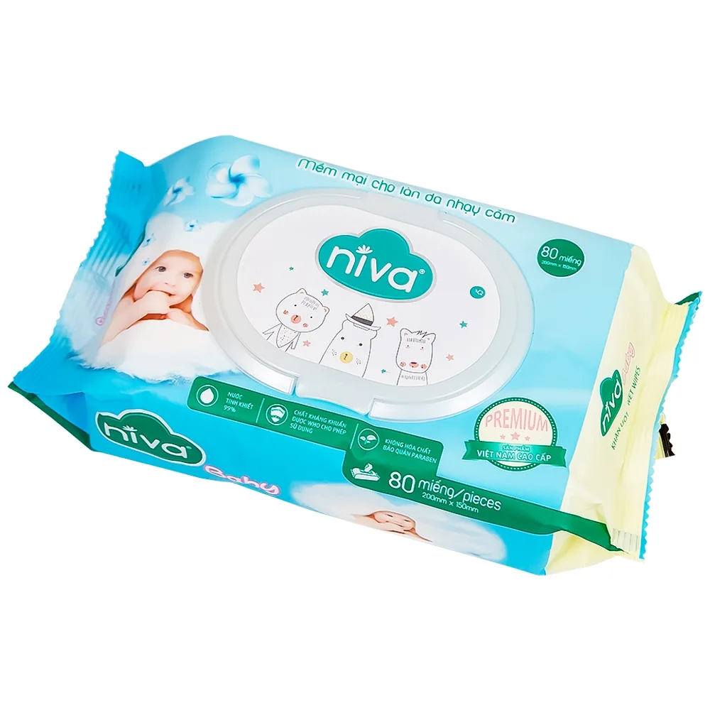 Hình ảnh Khăn ướt Niva Baby làm sạch, kháng khuẩn và giữ vệ sinh (80 miếng)
