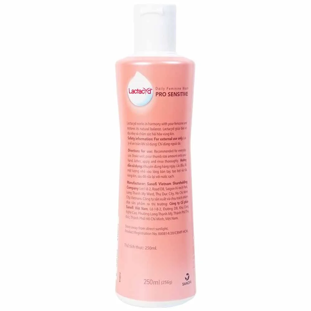 Hình ảnh Dung dịch vệ sinh phụ nữ Lactacyd Pro Sensitive bảo vệ và chăm sóc vùng kín (250ml)