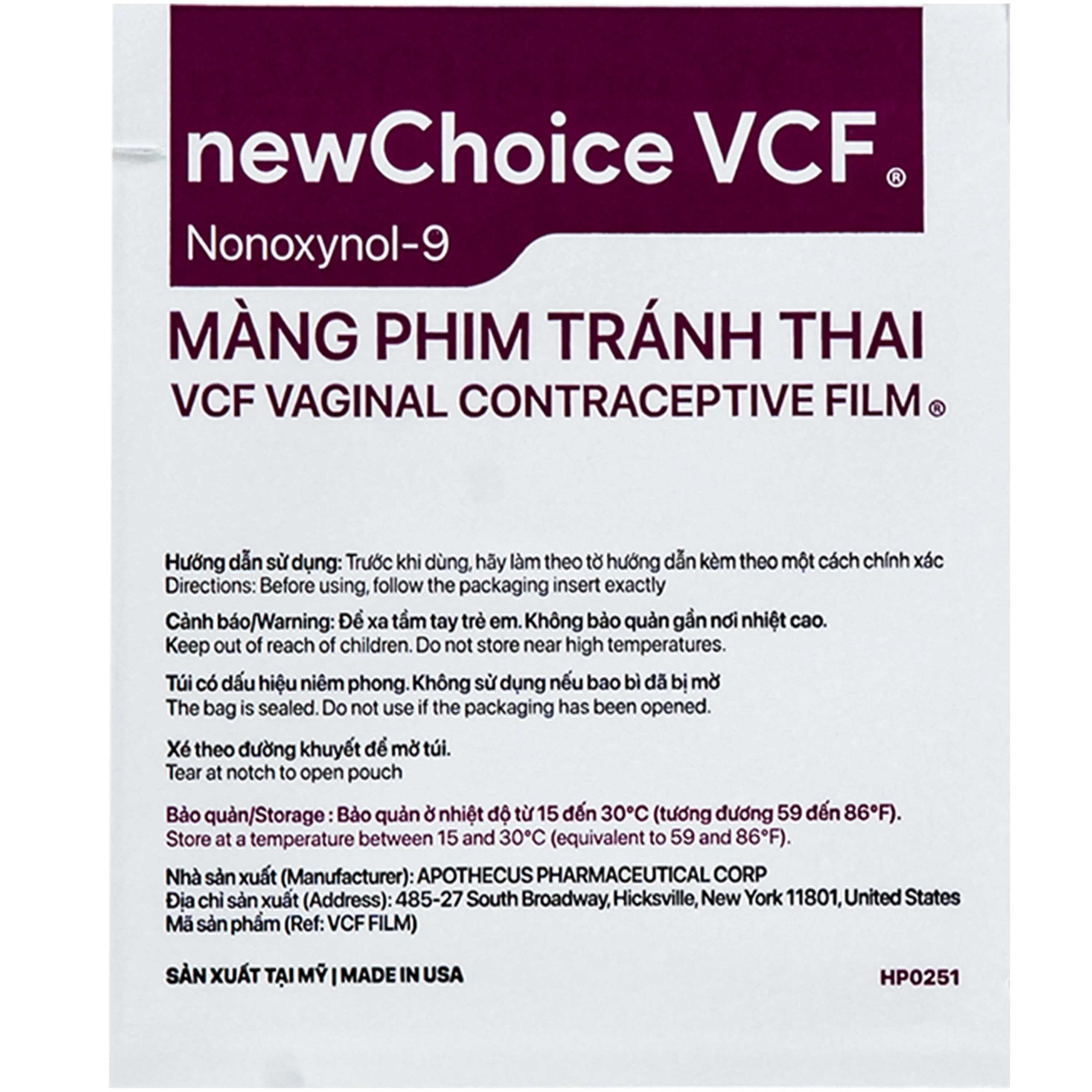 Hình ảnh Màng phim tránh thai Newchoice VCF giúp tránh thai an toàn, tiện lợi (3 miếng)