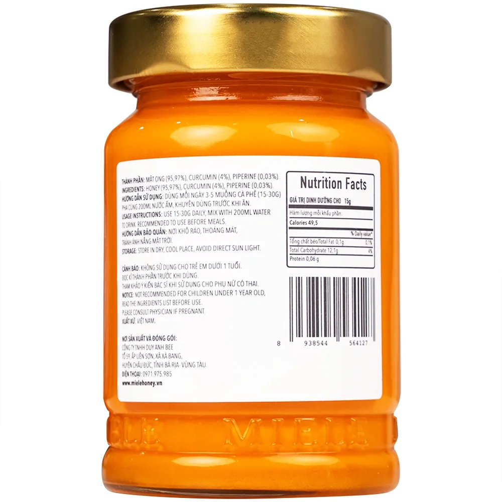 Hình ảnh Mật ong curcumin Miele 250g tốt cho hệ tiêu hóa, hỗ trợ tăng cường đề kháng