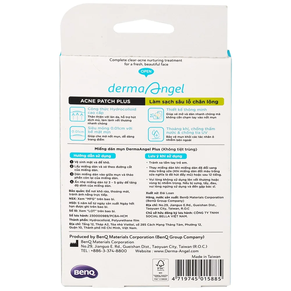 Hình ảnh Miếng dán mụn ban ngày DermaAngel Plus hỗ trợ hút dịch mủ, làm lành vết thương nhanh chóng (12 miếng)