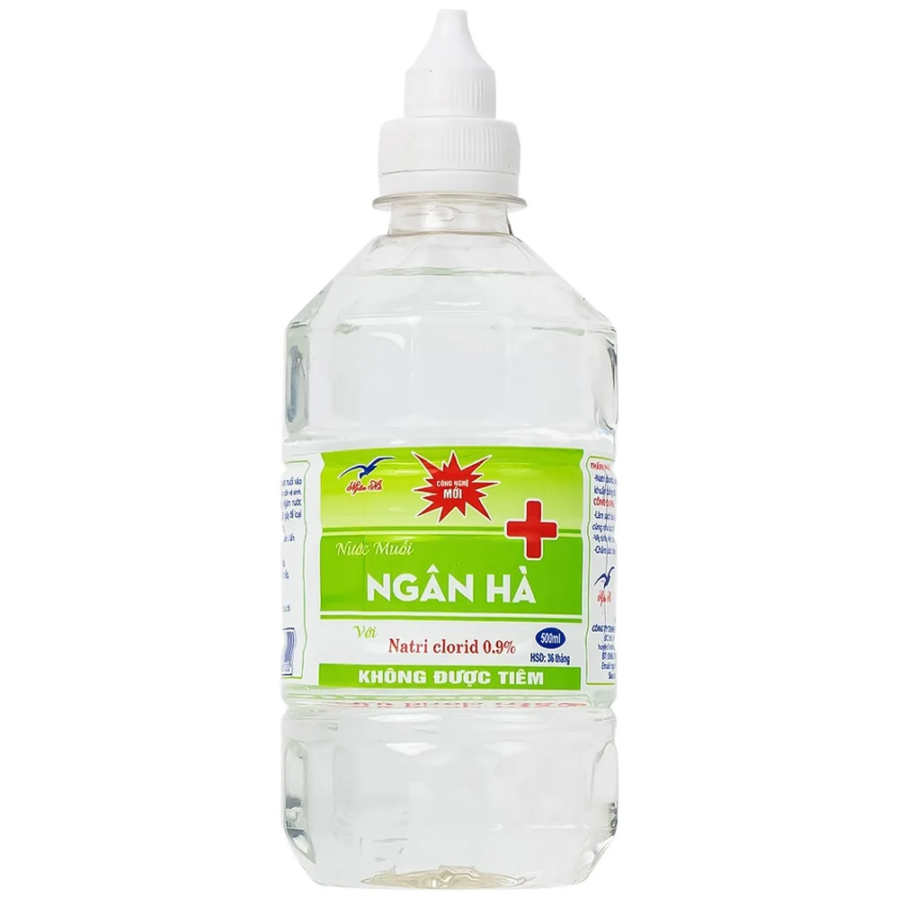 Hình ảnh Nước muối Natri Clorid 0.9% Ngân Hà phòng ngừa nhiễm khuẩn da, răng miệng (500ml)