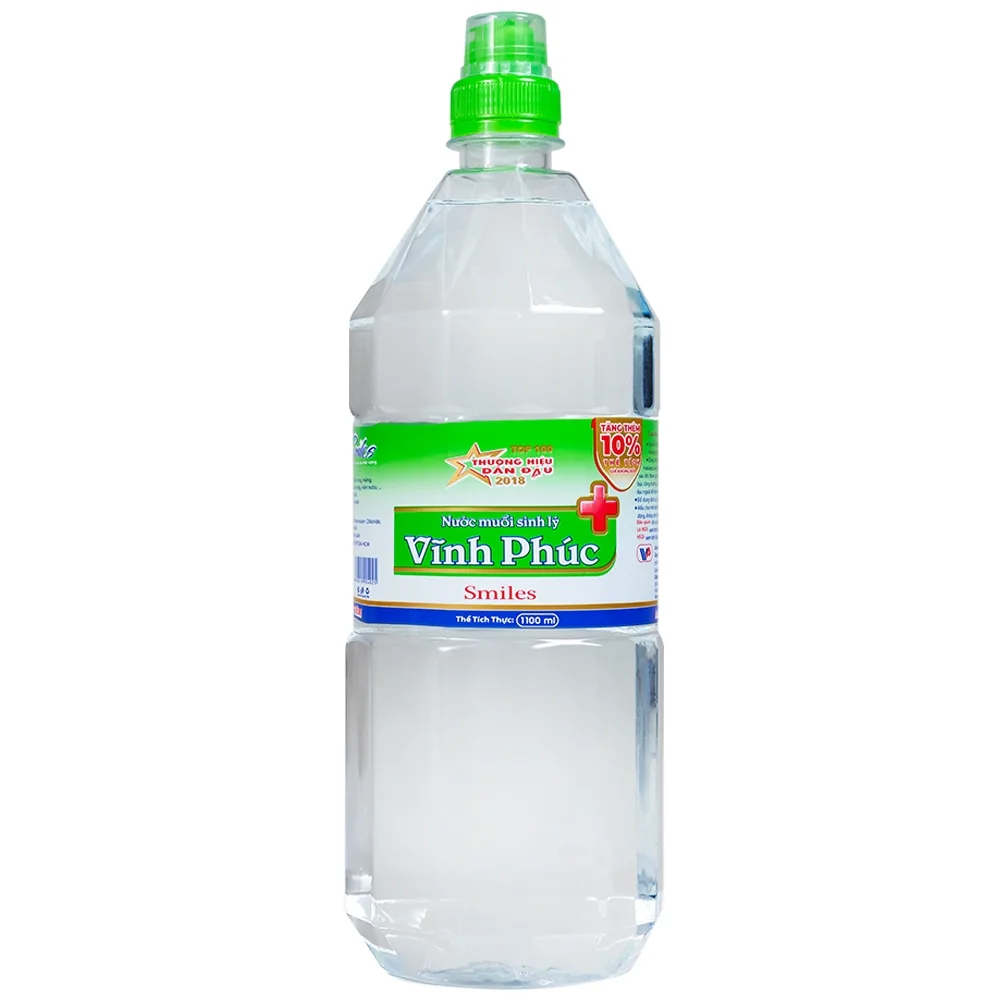 Hình ảnh Nước muối Natri Clorid 0.9 Vĩnh Phúc Smiles làm sạch răng, khử mùi hôi khoang miệng (1100ml)