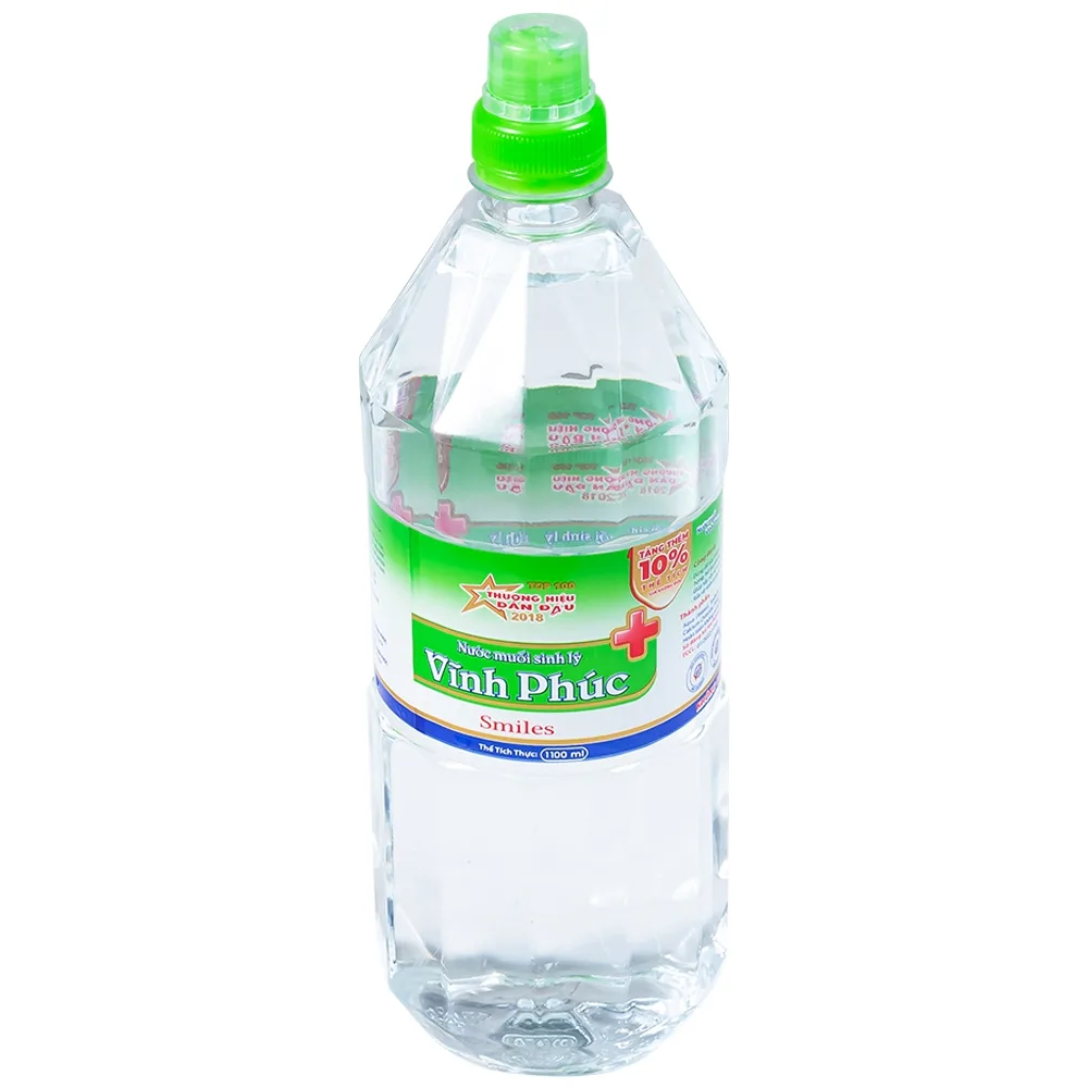 Hình ảnh Nước muối Natri Clorid 0.9 Vĩnh Phúc Smiles làm sạch răng, khử mùi hôi khoang miệng (1100ml)