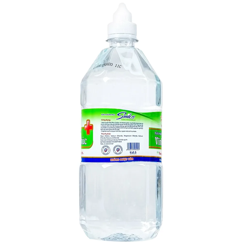 Hình ảnh Nước muối Vĩnh Phúc Natri Clorid 0.9% sát trùng vết thương (12 chai)
