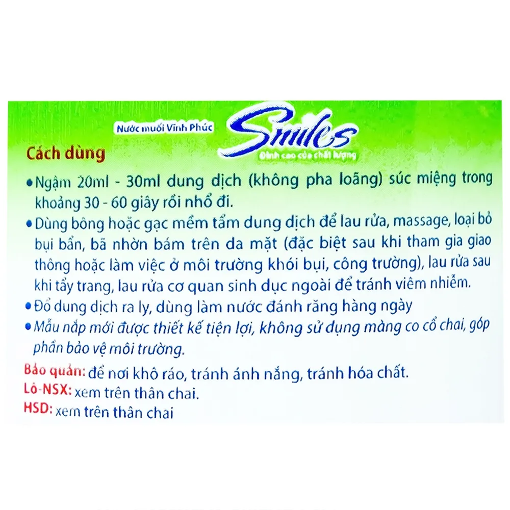 Hình ảnh Nước muối Vĩnh Phúc Natri Clorid 0.9% sát trùng vết thương (12 chai)
