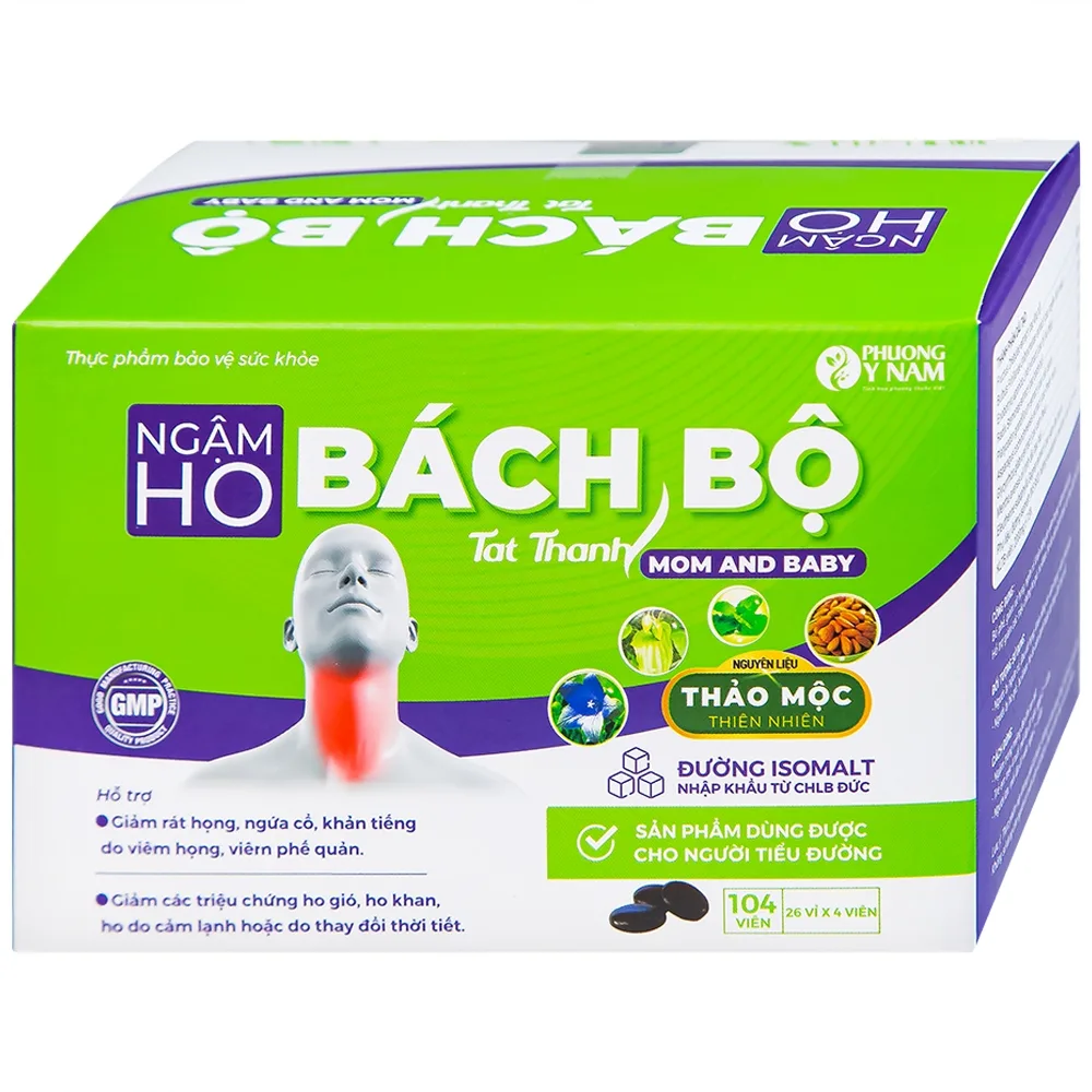 Hình ảnh Viên ngậm ho Bách Bộ Mom And Baby Tất Thành hỗ trợ giảm rát họng, ngứa cổ, khản tiếng (26 vỉ x 4 viên)