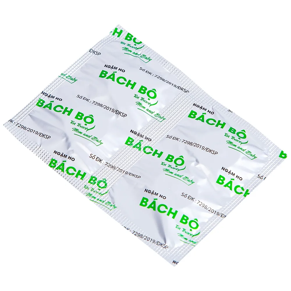 Hình ảnh Viên ngậm ho Bách Bộ Mom And Baby Tất Thành hỗ trợ giảm rát họng, ngứa cổ, khản tiếng (5 vỉ x 4 viên)
