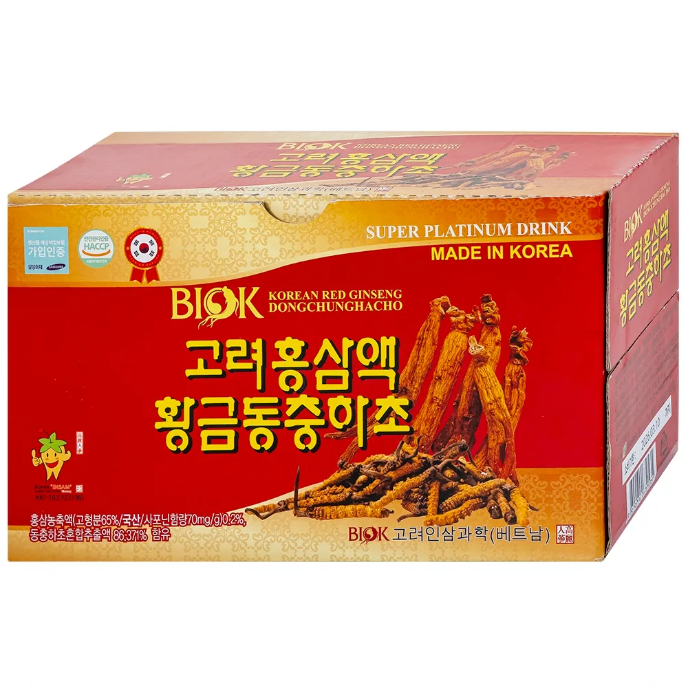 Hình ảnh Nước Hồng Sâm Đông Trùng Hạ Thảo BIOK bồi bổ sức khỏe và tăng sức đề kháng (10 chai x 100ml)