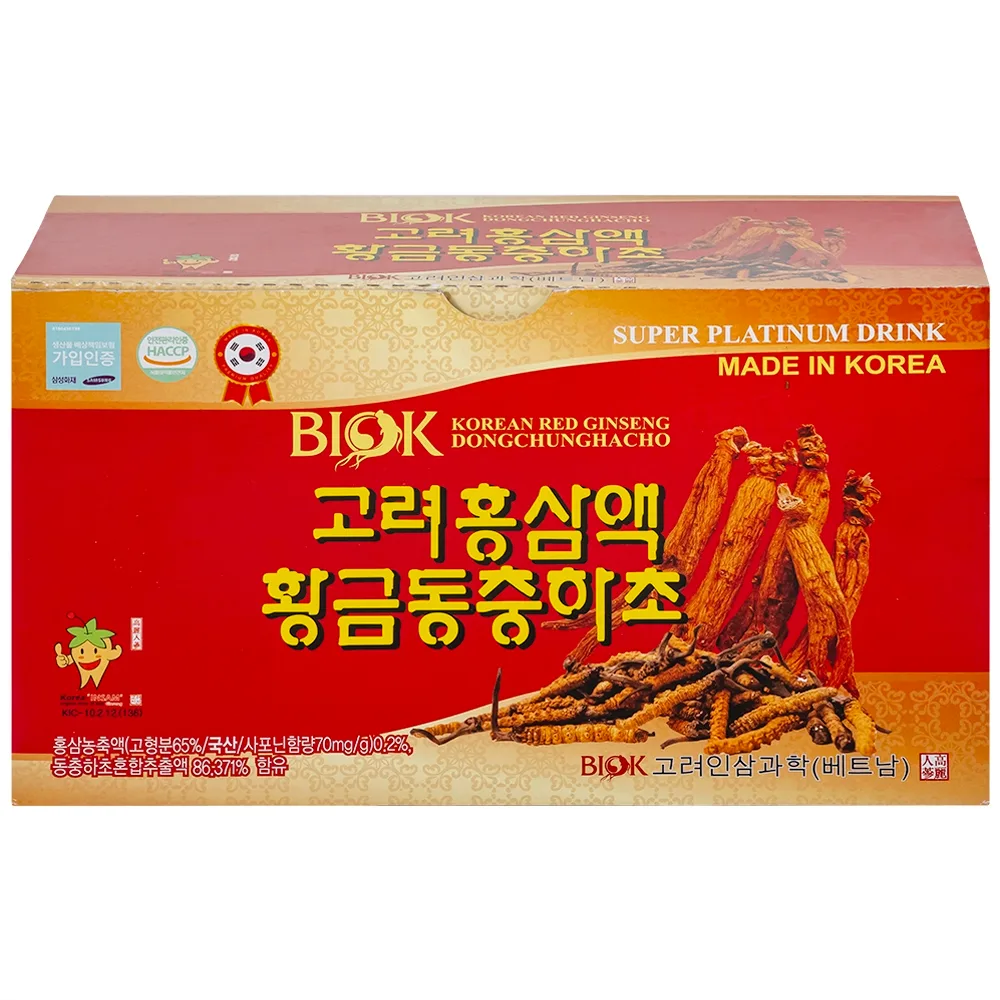 Hình ảnh Nước Hồng Sâm Đông Trùng Hạ Thảo BIOK bồi bổ sức khỏe và tăng sức đề kháng (10 chai x 100ml)