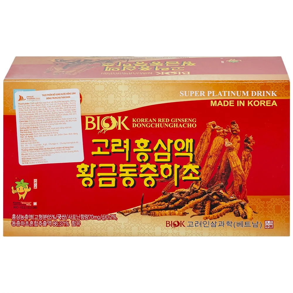Hình ảnh Nước Hồng Sâm Đông Trùng Hạ Thảo BIOK bồi bổ sức khỏe và tăng sức đề kháng (10 chai x 100ml)