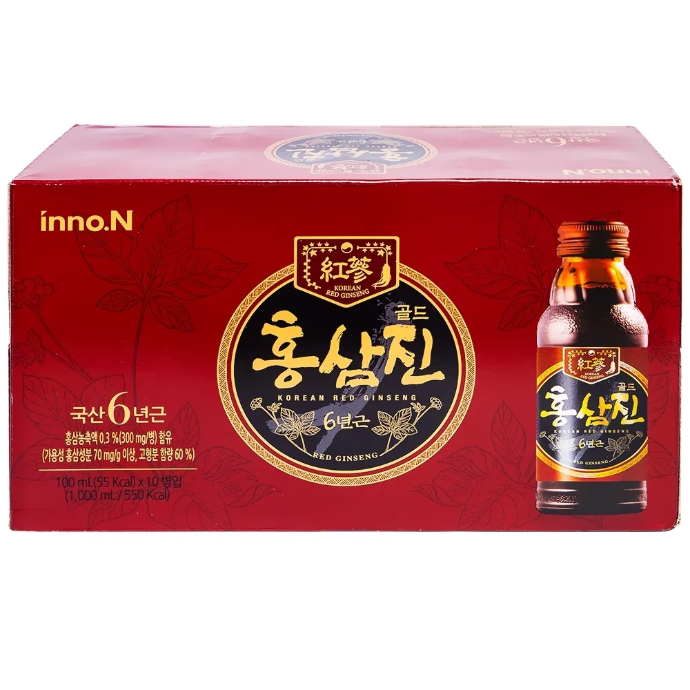 Hình ảnh Nước Hồng Sâm Hongsamjin Gold hỗ trợ bồi bổ sức khỏe (10 chai x 100ml)