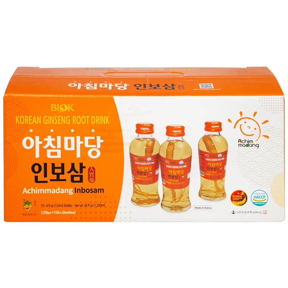 Hình ảnh Nước sâm củ Hàn Quốc Biok Korea Ginseng Root Drink tăng cường hệ miễn dịch và sức đề kháng (10 chai x 120ml)