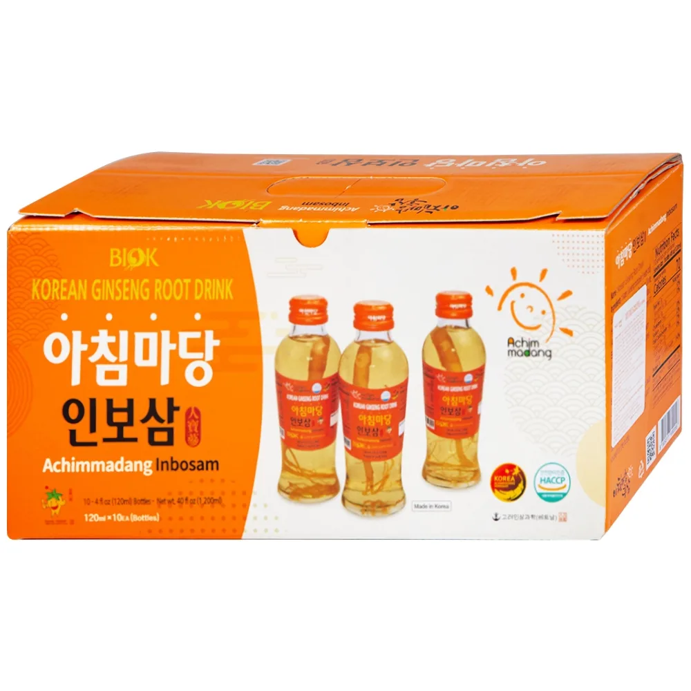 Hình ảnh Nước sâm củ Hàn Quốc Biok Korea Ginseng Root Drink tăng cường hệ miễn dịch và sức đề kháng (10 chai x 120ml)