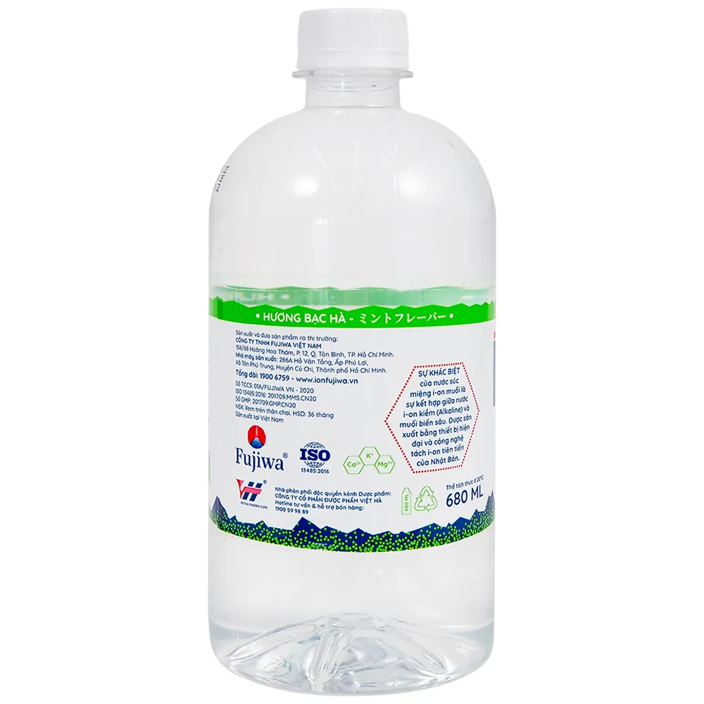 Hình ảnh Nước muối súc miệng công nghệ Nhật Bản Ion Muối Fujiwa ngăn chặn vi khuẩn, giảm viêm họng (680ml)