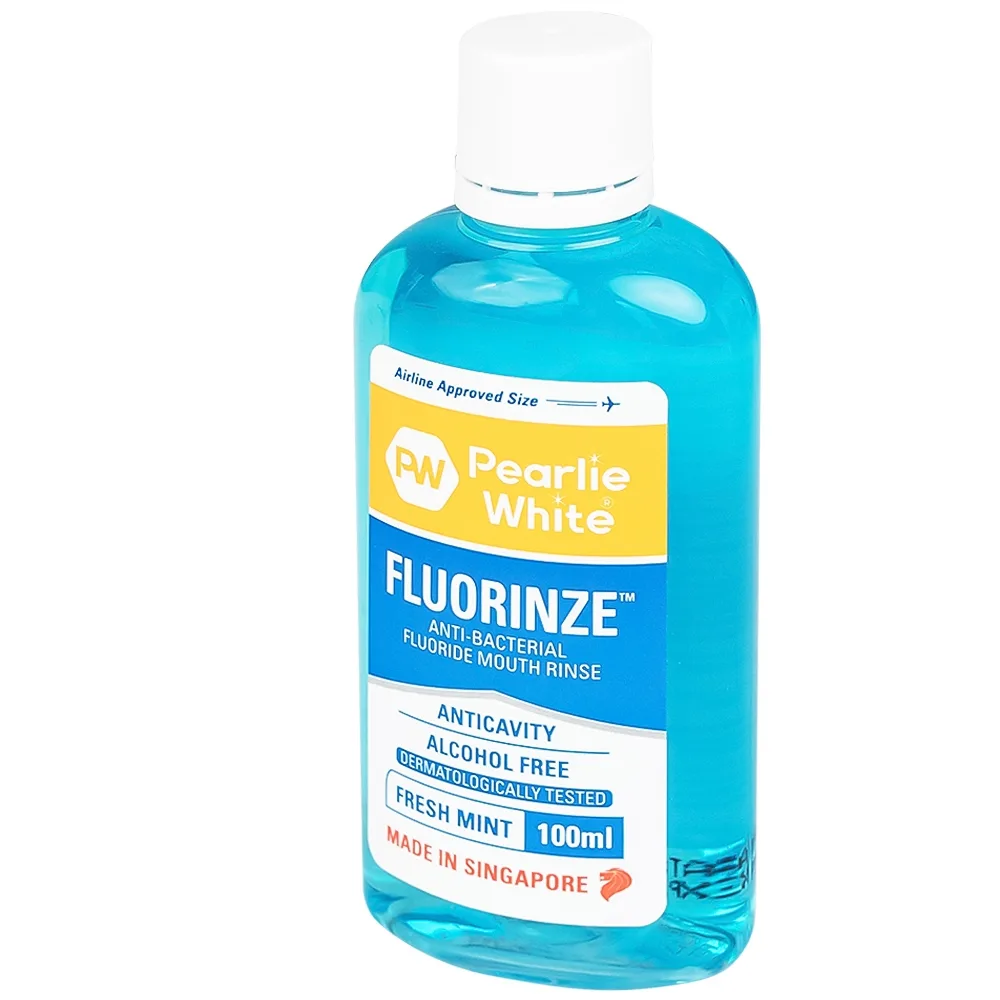 Hình ảnh Nước súc miệng Pearlie White Fluorinze Anti-bacterial Fluoride 100ml không cồn, chống mảng bám