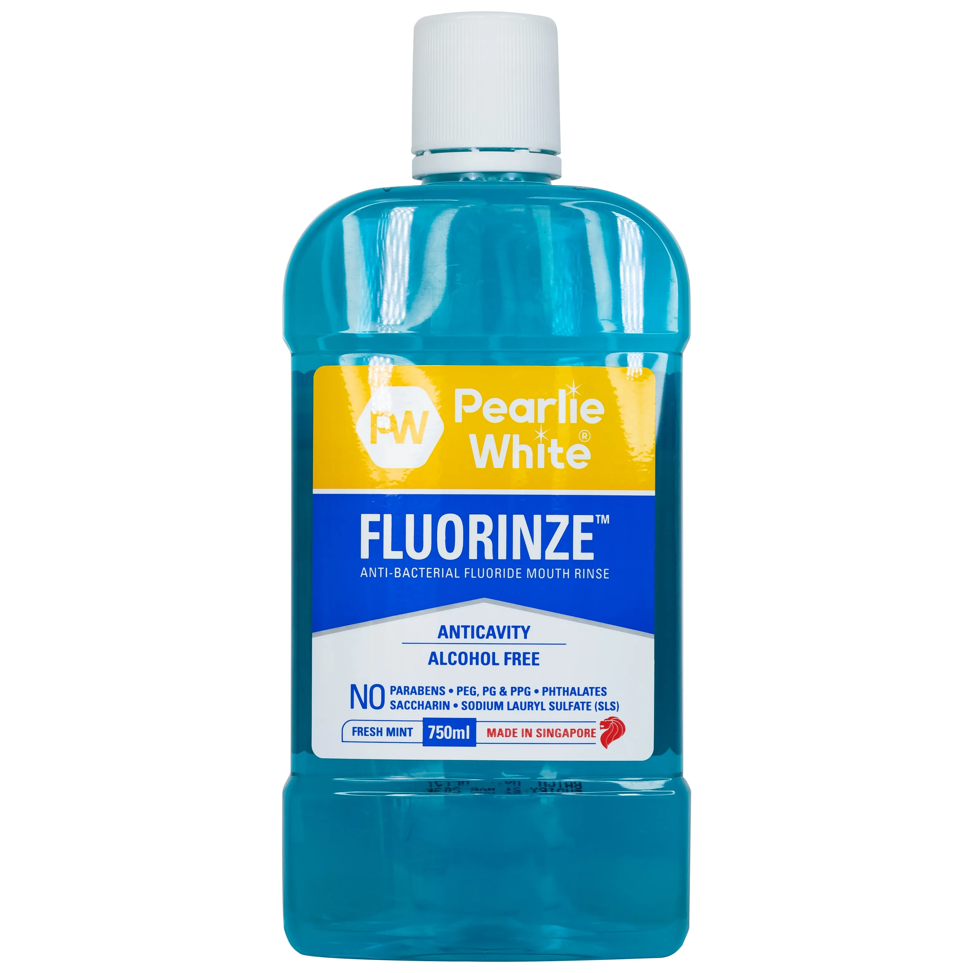 Hình ảnh Nước súc miệng Pearlie White Fluorinze Anti-bacterial Fluoride 750ml chống lại vi khuẩn gây mảng bám sâu răng