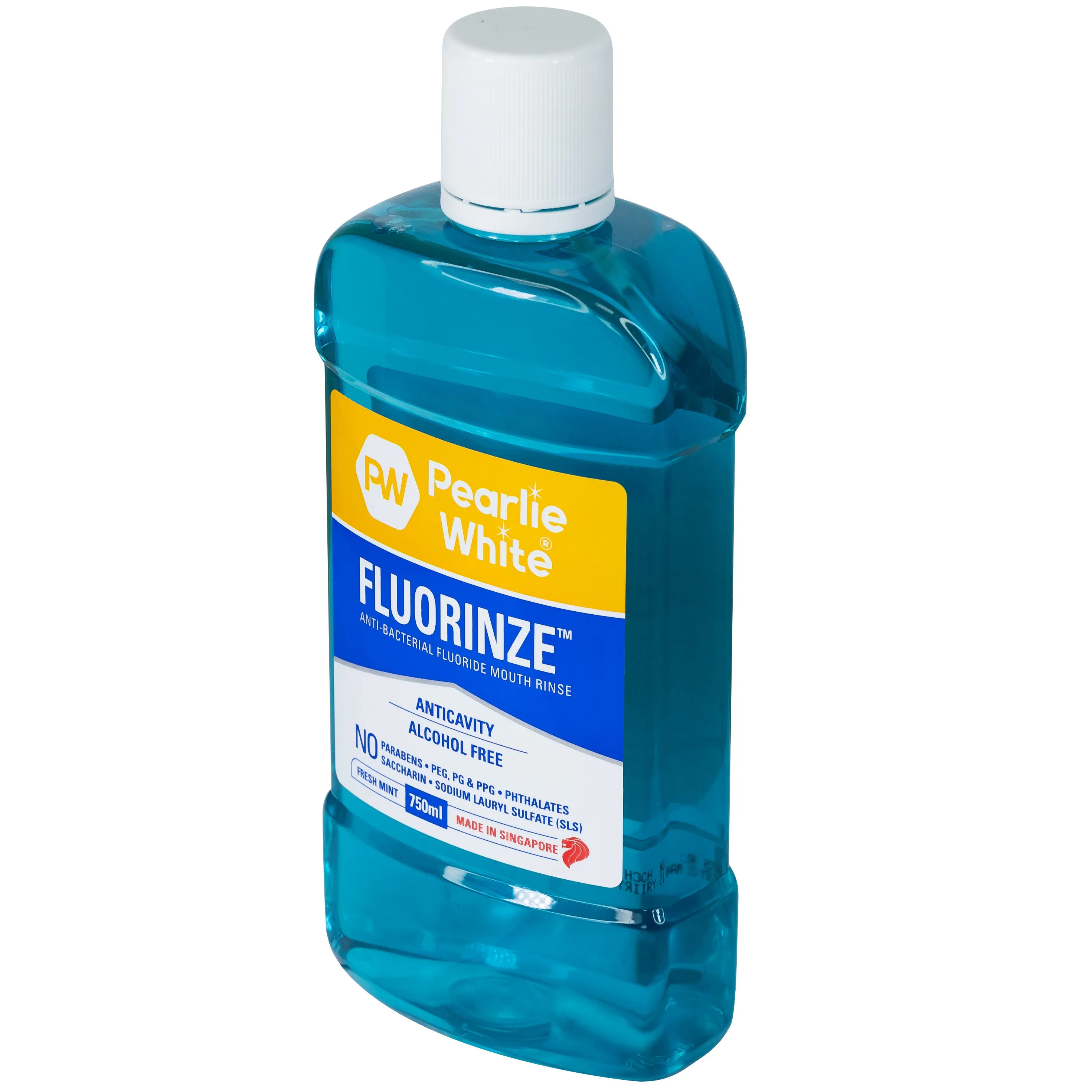 Hình ảnh Nước súc miệng Pearlie White Fluorinze Anti-bacterial Fluoride 750ml chống lại vi khuẩn gây mảng bám sâu răng