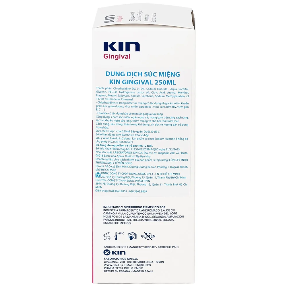 Hình ảnh Dung dịch súc miệng Kin Gingival 250ml hỗ trợ chăm sóc nướu, ngăn ngừa các mảng bám trên răng