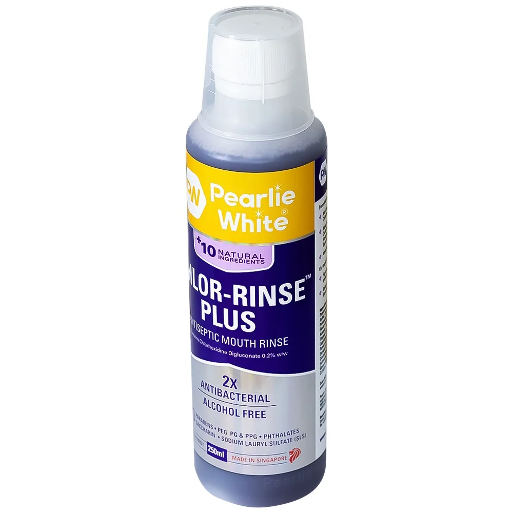 Hình ảnh Nước súc miệng Pearlie White Chlor-Rinse Plus 250ml hỗ trợ giảm hôi miệng, mảng bám, sâu răng