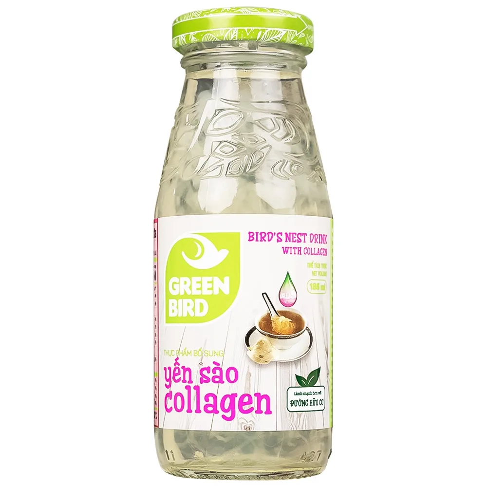 Hình ảnh Nước yến sào Collagen Greenbird giúp bổ sung năng lượng, dưỡng chất từ yến sào và collagen (6 chai x 185ml)
