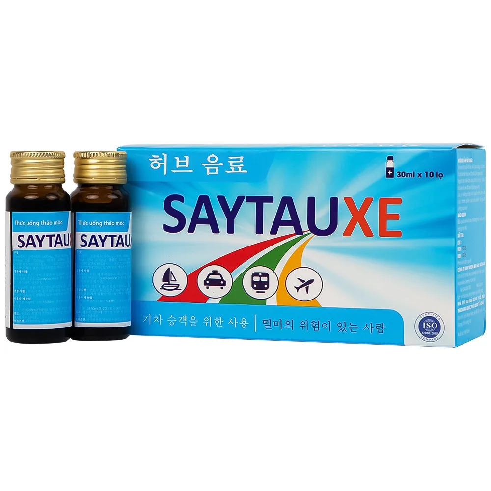Hình ảnh Nước uống thảo dược Saytauxe dùng trong trường hợp người đi tàu xe, người có nguy cơ say tàu xe (10 chai x 30ml)