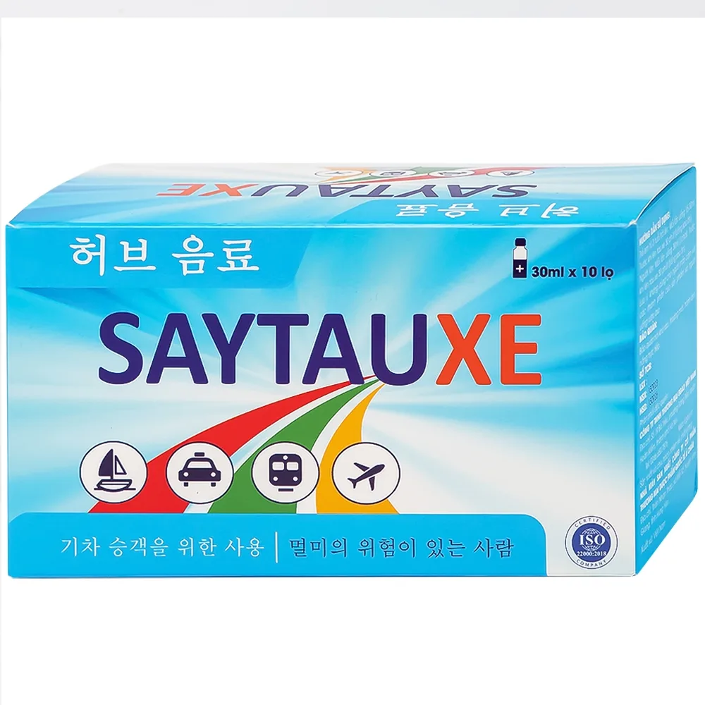 Hình ảnh Nước uống thảo dược Saytauxe dùng trong trường hợp người đi tàu xe, người có nguy cơ say tàu xe (10 chai x 30ml)