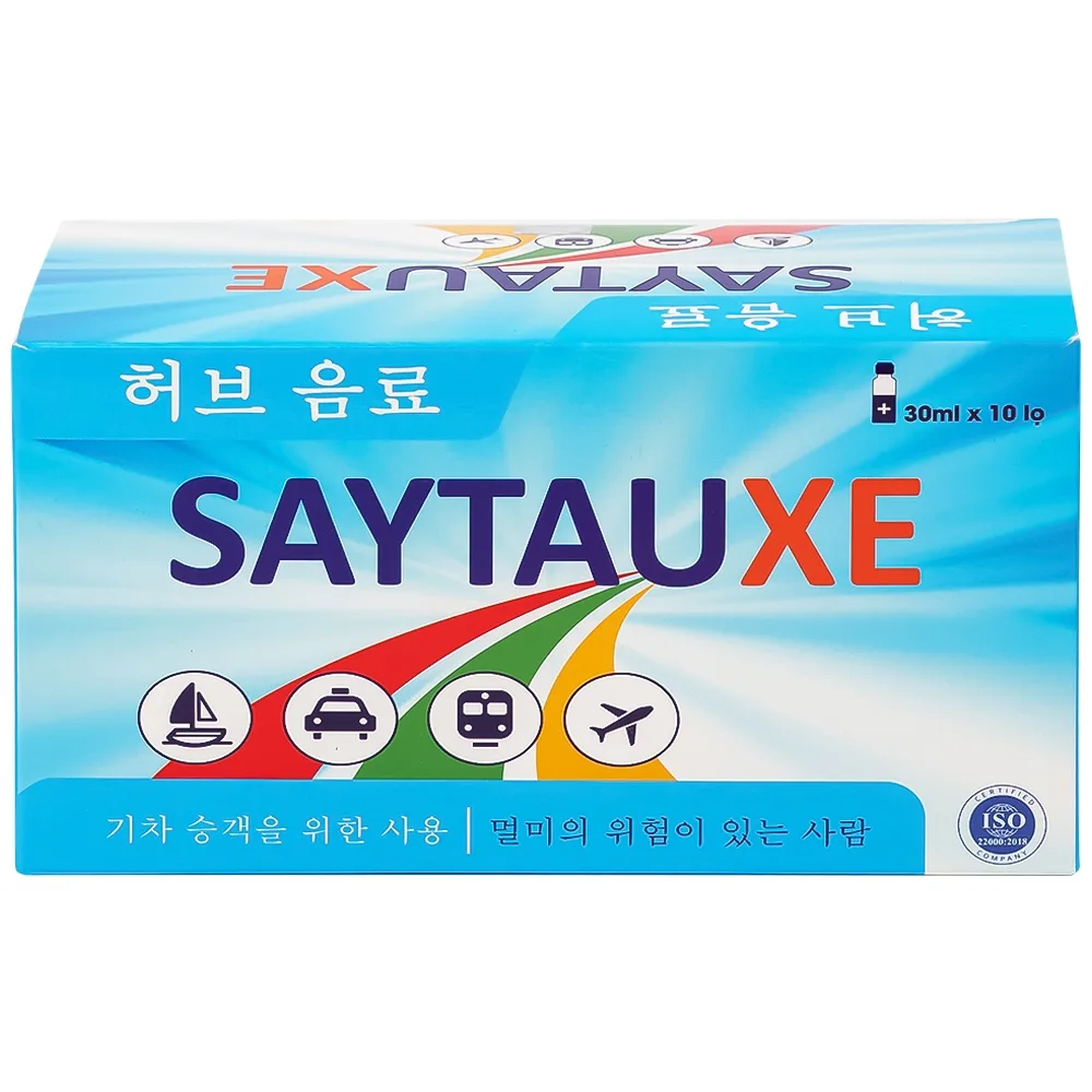 Hình ảnh Nước uống thảo dược Saytauxe dùng trong trường hợp người đi tàu xe, người có nguy cơ say tàu xe (10 chai x 30ml)