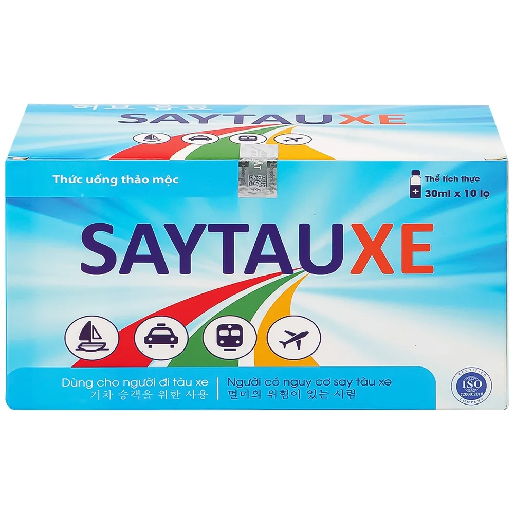 Hình ảnh Nước uống thảo dược Saytauxe dùng trong trường hợp người đi tàu xe, người có nguy cơ say tàu xe (10 chai x 30ml)