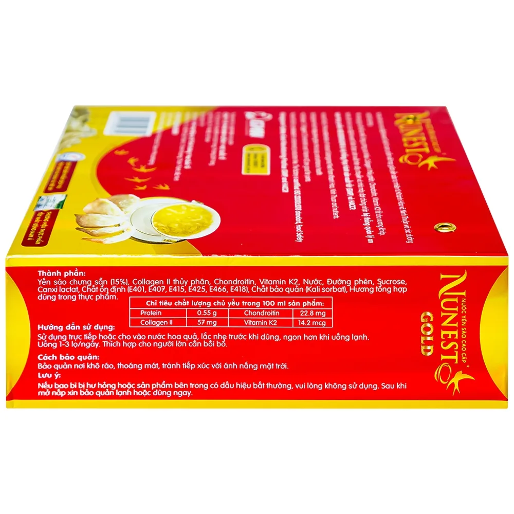 Hình ảnh Nước Yến Sào cao cấp Nunest Gold 15% có đường, bồi bổ sức khỏe và đẩy lùi lão hóa (6 hũ x 70ml)