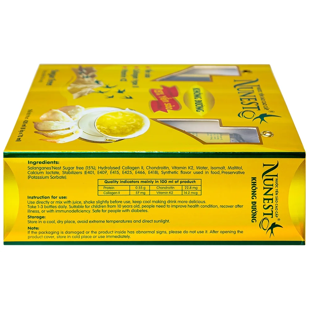 Hình ảnh Nước Yến Sào cao cấp Nunest 15% không đường, giúp bồi bổ cơ thể, tăng cường sức khỏe (6 hũ x 70ml)