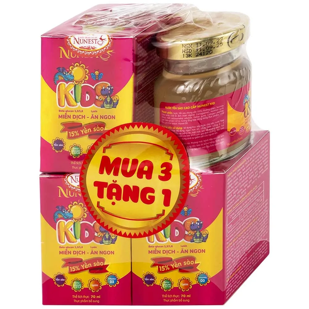 Hình ảnh Nước Yến Sào Cao Cấp Nunest Kids bồi bổ cơ thể, tăng cường sức khỏe (4 hũ x 70ml) 
