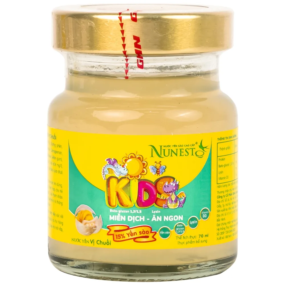 Hình ảnh Nước yến sào cao cấp Nunest Kids vị chuối tăng cường sức khoẻ, ăn ngon (6 hũ x 70ml)