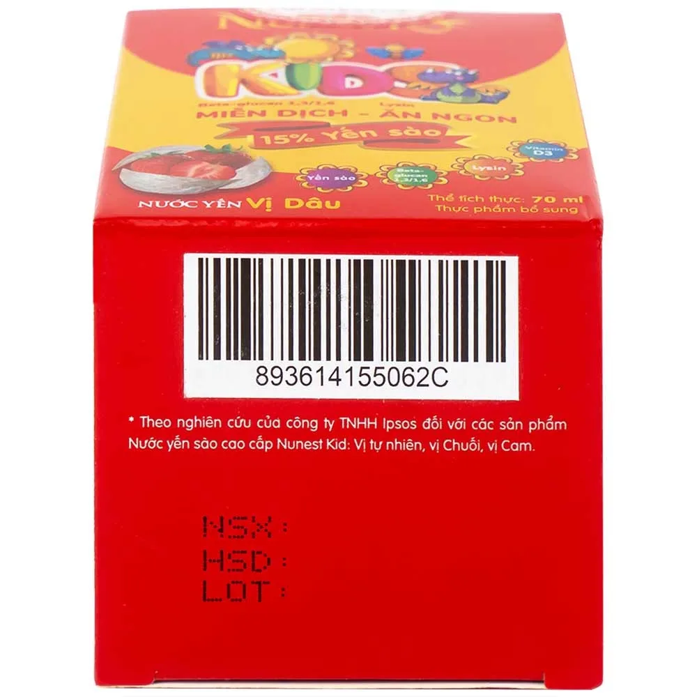 Hình ảnh Nước Yến Sào Cao Cấp Nunest Kids vị dâu tăng cường sức khoẻ, ăn ngon (4 hũ x 70ml)