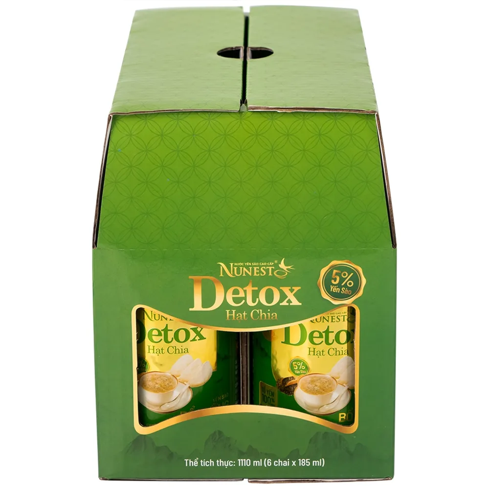 Hình ảnh Nước Yến Sào Cao Cấp Nunest Detox hạt chia bổ dưỡng, sáng da (6 Chai x 185ml)
