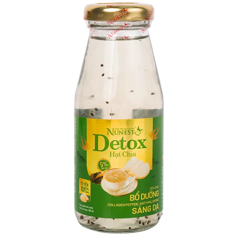 Hình ảnh Nước Yến Sào Cao Cấp Nunest Detox hạt chia bổ dưỡng, sáng da (6 Chai x 185ml)
