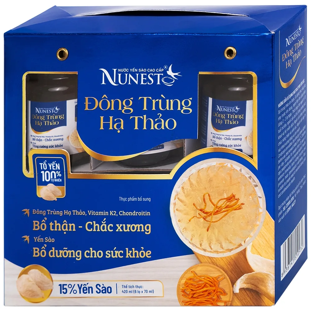 Hình ảnh Nước Yến Sào Cao Cấp Đông Trùng Hạ Thảo 15% bổ thận, chắc xương, bổ dưỡng sức khỏe (6 Lọ x 70ml)