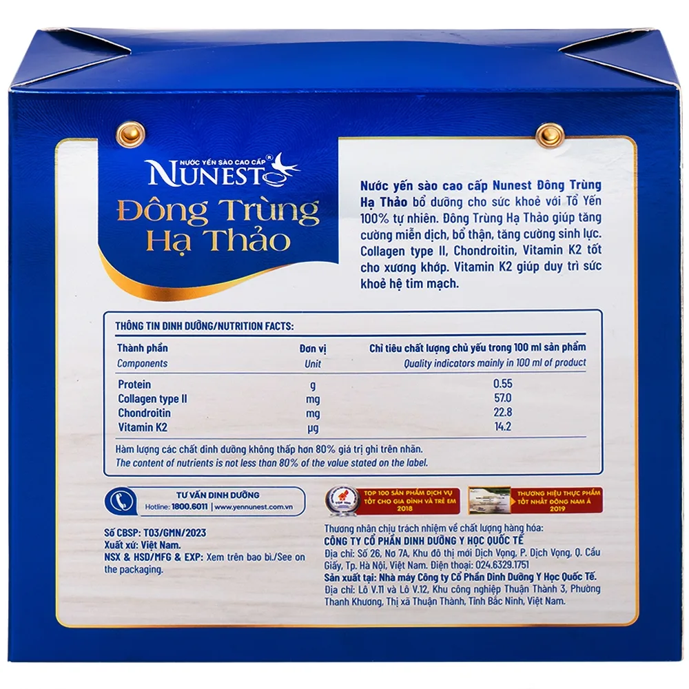 Hình ảnh Nước Yến Sào Cao Cấp Đông Trùng Hạ Thảo 15% bổ thận, chắc xương, bổ dưỡng sức khỏe (6 Lọ x 70ml)