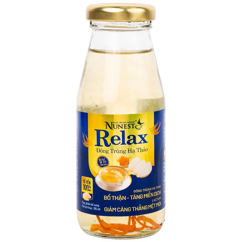 Hình ảnh Nước Yến Sào Cao Cấp Nunest Relax Đông Trùng Hạ Thảo bổ thận, tăng miễn dịch, giảm căng thẳng mệt mỏi (6 Chai x 185ml)