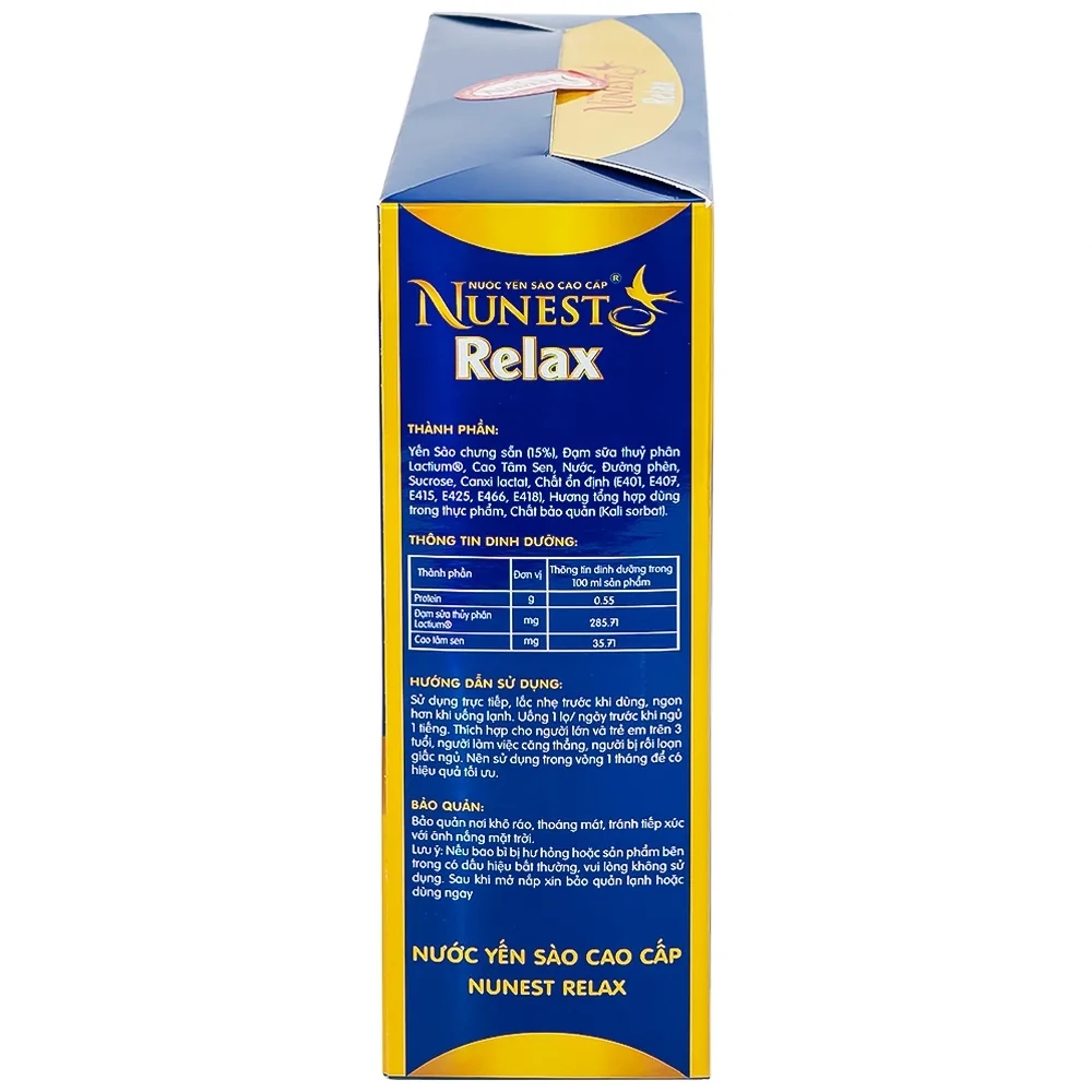 Hình ảnh Nước Yến Sào Cao Cấp Nunest 15% Relax an giấc ngủ ngon, giảm căng thẳng, mệt mỏi (6 hũ x 70ml)