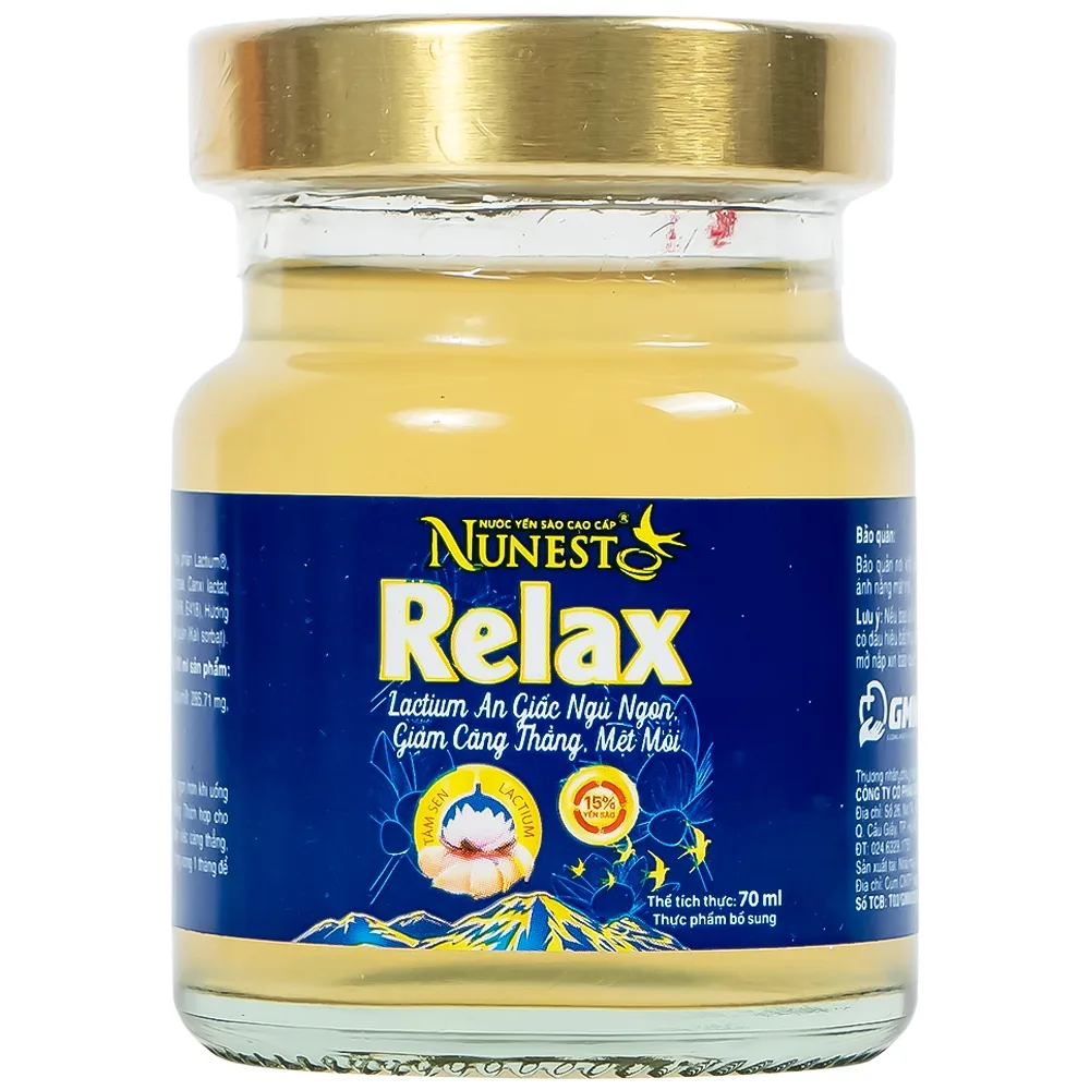 Hình ảnh Nước Yến Sào Cao Cấp Nunest 15% Relax an giấc ngủ ngon, giảm căng thẳng, mệt mỏi (6 hũ x 70ml)