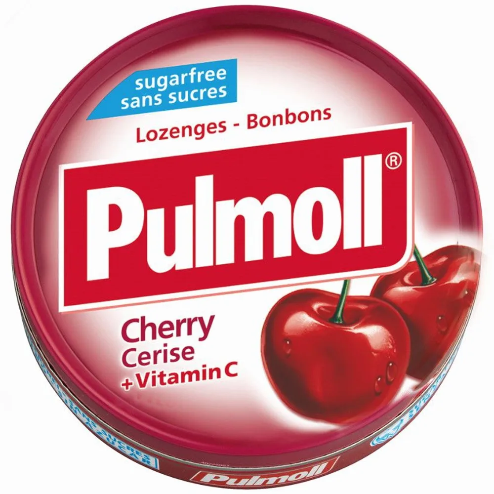 Hình ảnh Kẹo ngậm không đường Pulmoll Cherry Cerise + Vitamin C hỗ trợ làm giảm ho, thông cổ mát họng (45g)