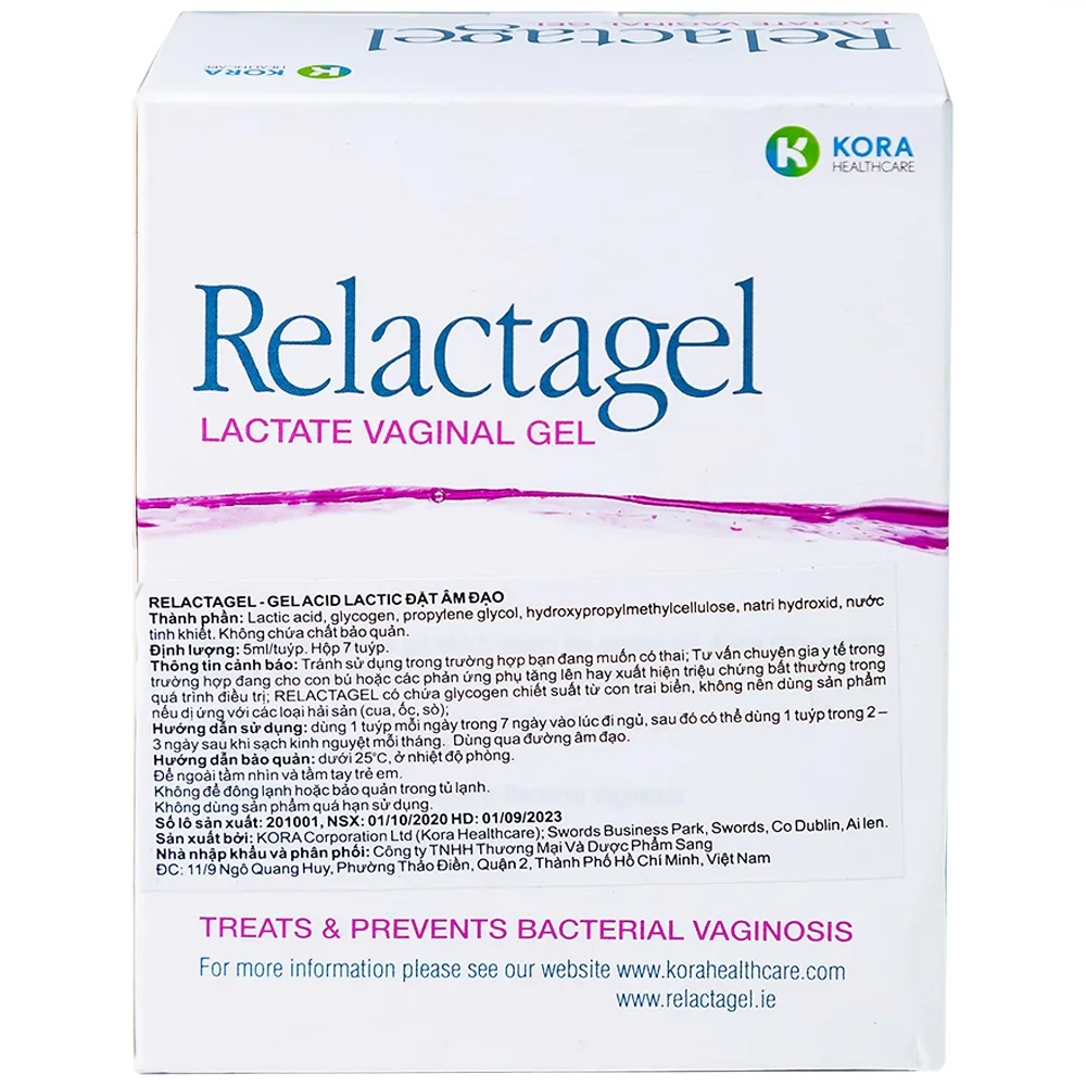Hình ảnh Gel phụ khoa Relactagel Lactate Vaginal (7 tuýp x 5ml) hỗ trợ điều trị viêm phụ khoa, phòng ngừa tái phát viêm âm đạo