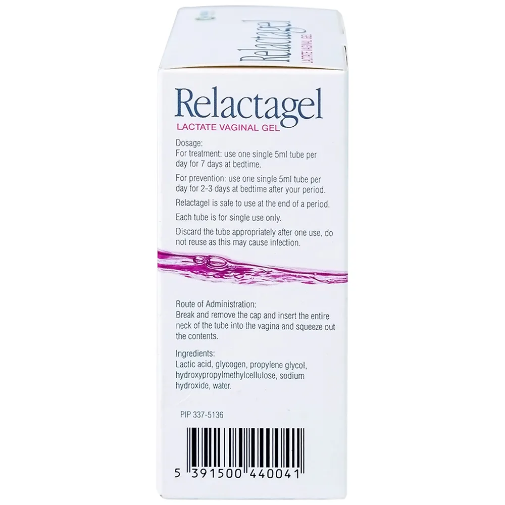 Hình ảnh Gel phụ khoa Relactagel Lactate Vaginal (7 tuýp x 5ml) hỗ trợ điều trị viêm phụ khoa, phòng ngừa tái phát viêm âm đạo