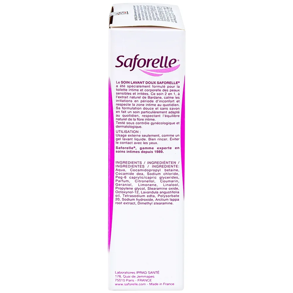 Hình ảnh Gel rửa dịu nhẹ Saforelle Soin Lavant Doux vệ sinh cơ quan sinh dục ngoài và cơ thể cho da nhạy cảm (250ml)