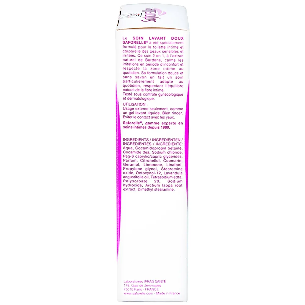 Hình ảnh Gel rửa dịu nhẹ Saforelle Soin Lavant Doux vệ sinh cơ quan sinh dục ngoài và cơ thể cho da nhạy cảm (100ml)