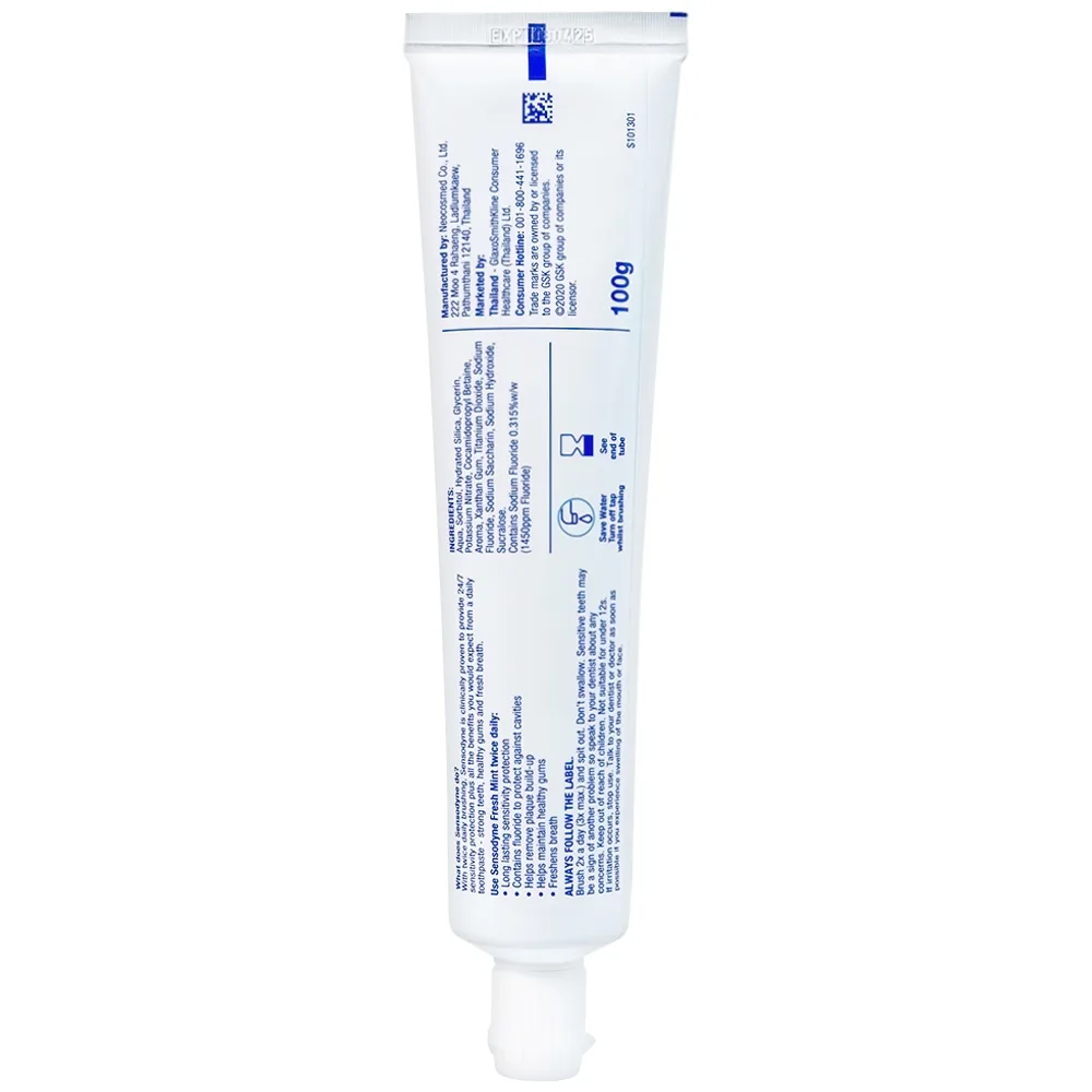 Hình ảnh Kem đánh răng Sensodyne Fresh Mint bạc hà the mát, bảo vệ răng ê buốt mỗi ngày (100g)