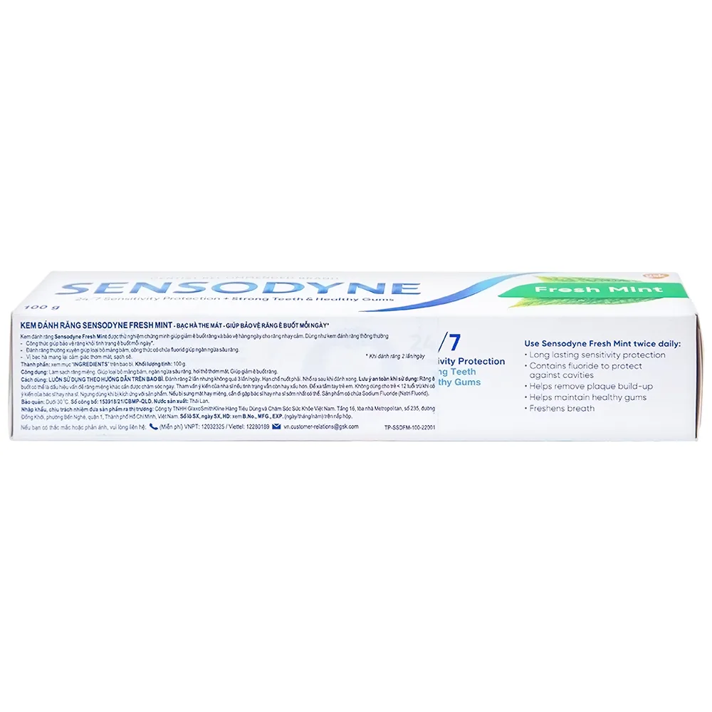 Hình ảnh Kem đánh răng Sensodyne Fresh Mint bạc hà the mát, bảo vệ răng ê buốt mỗi ngày (100g)