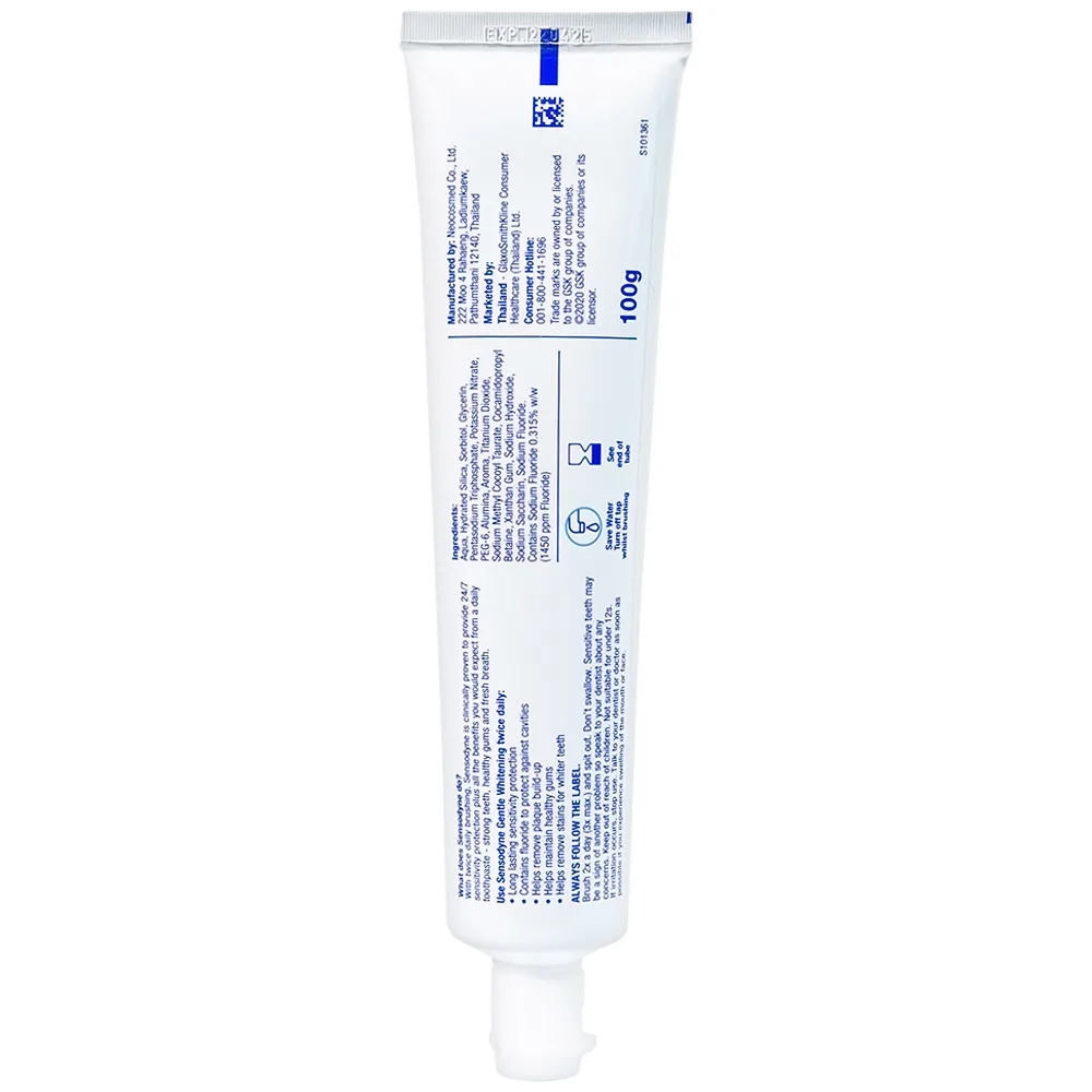 Hình ảnh Kem đánh răng Sensodyne Gentle Whitening làm trắng răng tự nhiên, bảo vệ răng ê buốt mỗi ngày (100g)